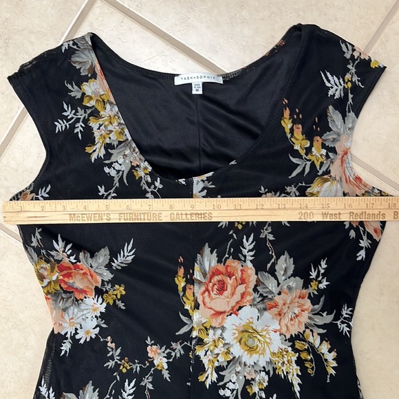Black floral Medium Tash + Sophie Strech lined mesh dress - Picture 8 of 11